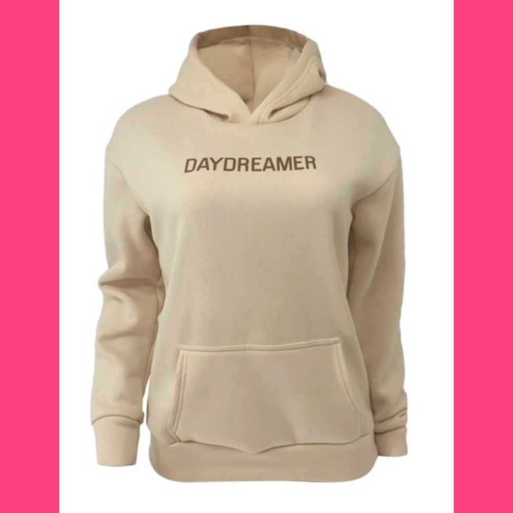 Daydreamer Letter Print Kangaroo Pocket Long Sleeve Pullover Hoodie
